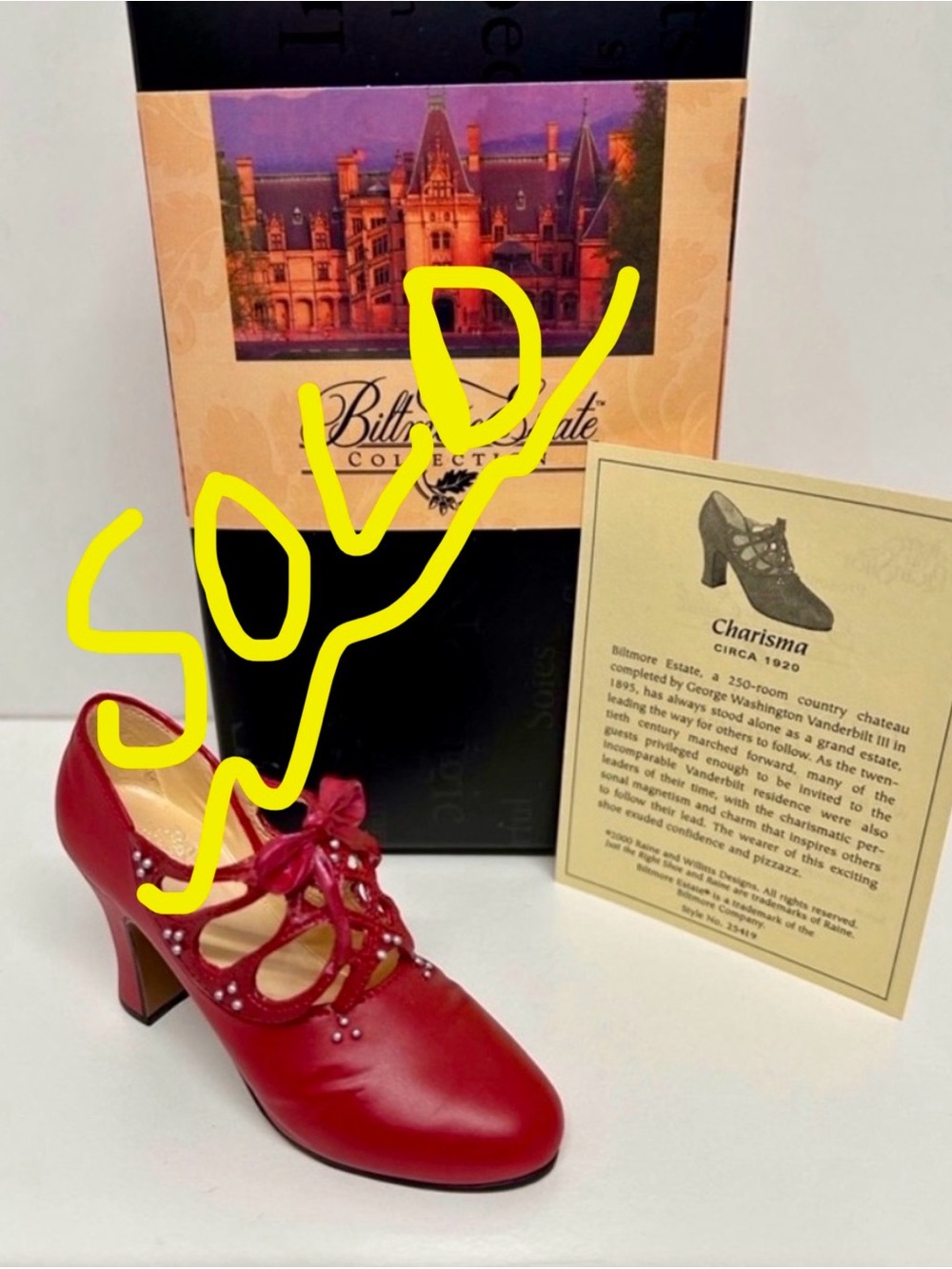 ❌SOLD❌ Just The Right Shoe Red Vintage Lace-Up Heel “Charisma” circa 2000.